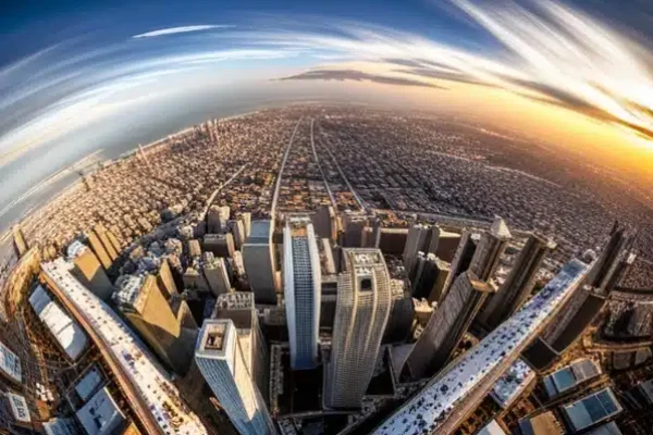 perspectiva de una ciudad desde los cielos